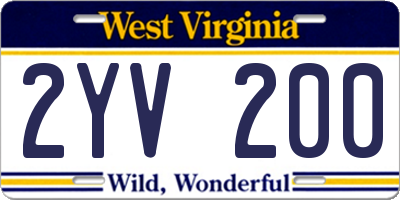 WV license plate 2YV200