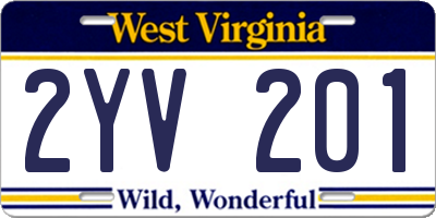 WV license plate 2YV201