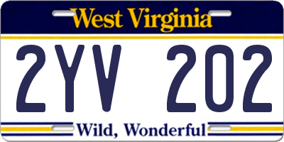 WV license plate 2YV202