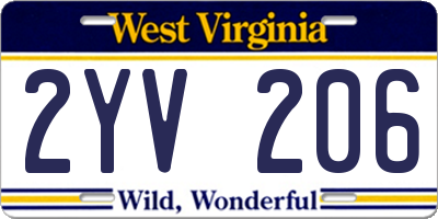 WV license plate 2YV206