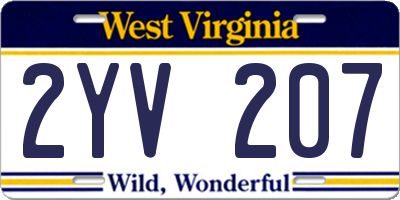WV license plate 2YV207