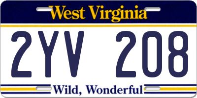 WV license plate 2YV208