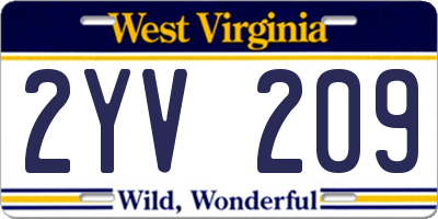 WV license plate 2YV209