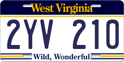 WV license plate 2YV210