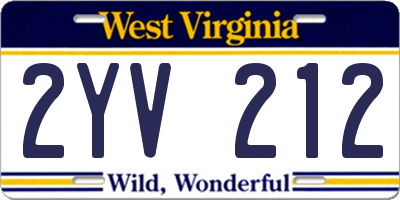 WV license plate 2YV212