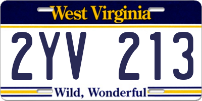 WV license plate 2YV213