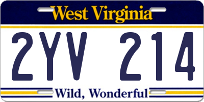 WV license plate 2YV214