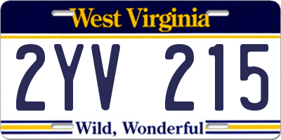 WV license plate 2YV215