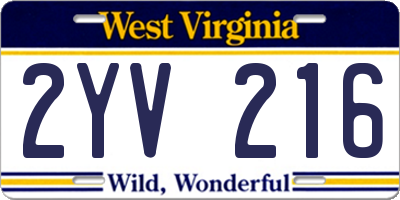 WV license plate 2YV216