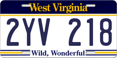 WV license plate 2YV218