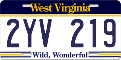 WV license plate 2YV219
