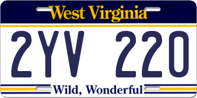 WV license plate 2YV220