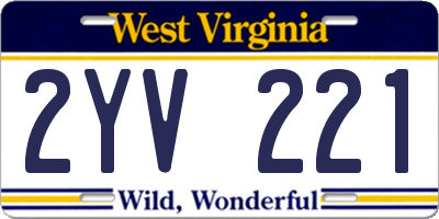 WV license plate 2YV221
