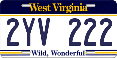 WV license plate 2YV222