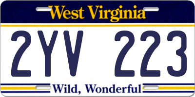 WV license plate 2YV223