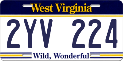 WV license plate 2YV224