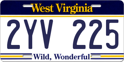 WV license plate 2YV225