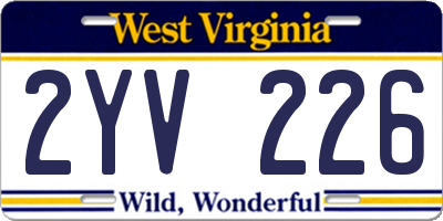 WV license plate 2YV226