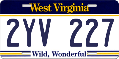 WV license plate 2YV227