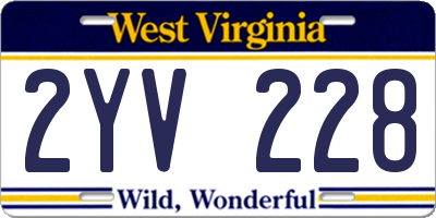 WV license plate 2YV228
