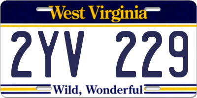 WV license plate 2YV229