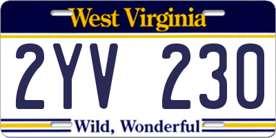 WV license plate 2YV230