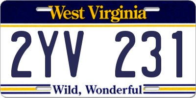 WV license plate 2YV231