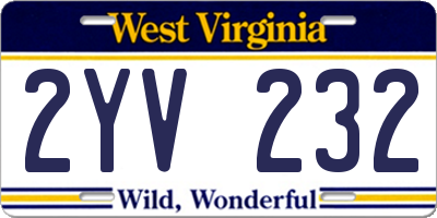 WV license plate 2YV232