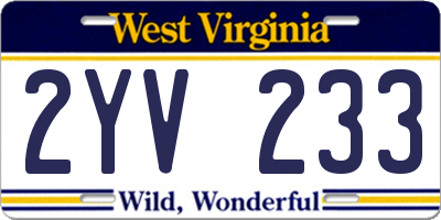 WV license plate 2YV233