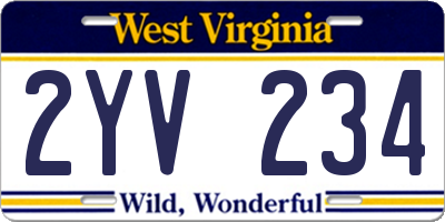 WV license plate 2YV234