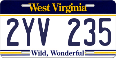 WV license plate 2YV235