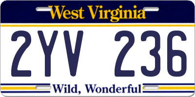 WV license plate 2YV236
