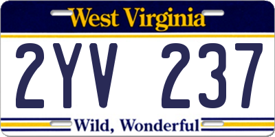 WV license plate 2YV237