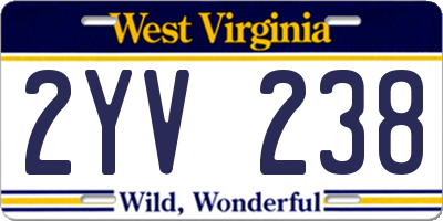 WV license plate 2YV238