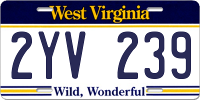 WV license plate 2YV239