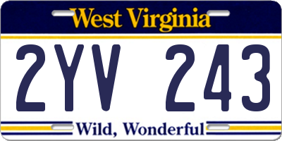 WV license plate 2YV243