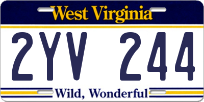 WV license plate 2YV244