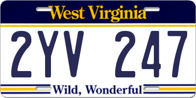 WV license plate 2YV247