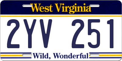 WV license plate 2YV251