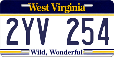 WV license plate 2YV254