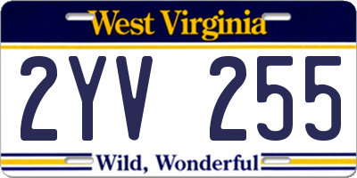 WV license plate 2YV255