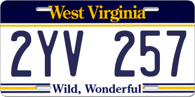 WV license plate 2YV257