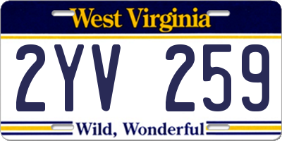 WV license plate 2YV259
