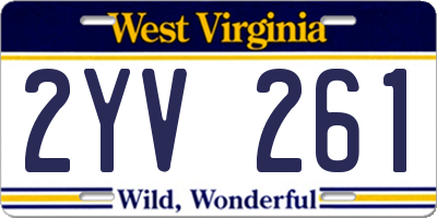 WV license plate 2YV261