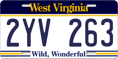 WV license plate 2YV263