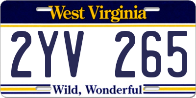 WV license plate 2YV265