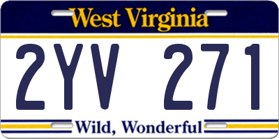WV license plate 2YV271