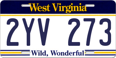 WV license plate 2YV273