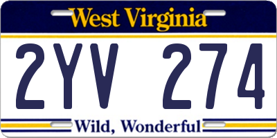 WV license plate 2YV274