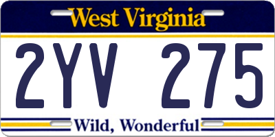 WV license plate 2YV275